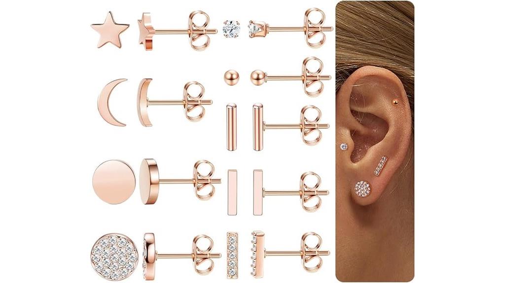 star moon cz earrings