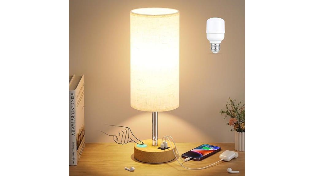touch controlled wooden lamp