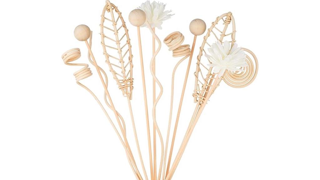 twelve 10 inch rattan sticks