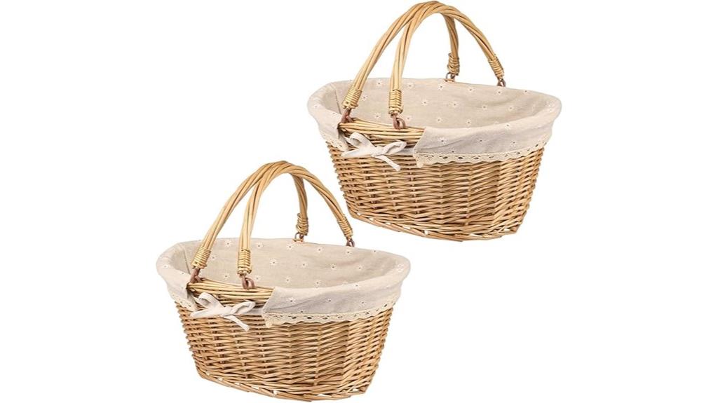 two medium oval baskets