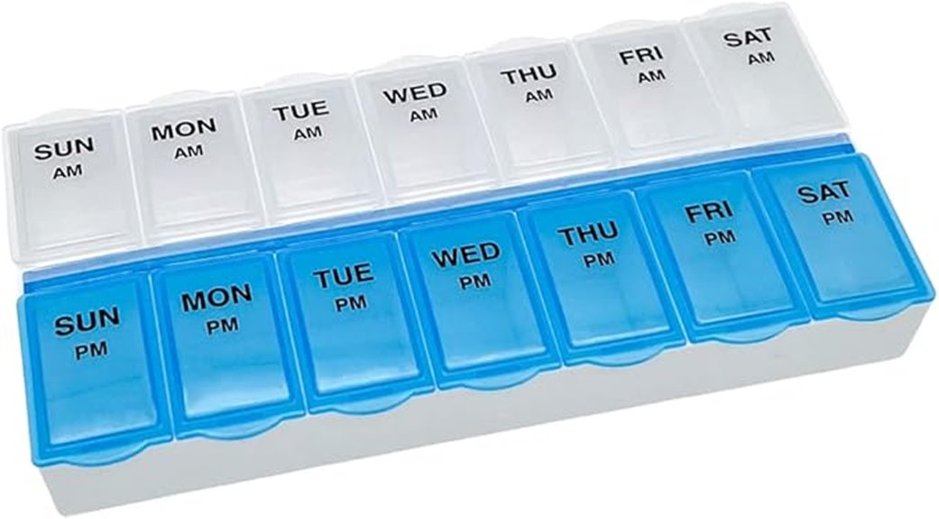 weekly pill organizer with lids