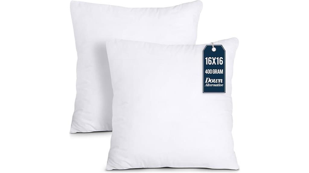 white 16x16 pillow inserts