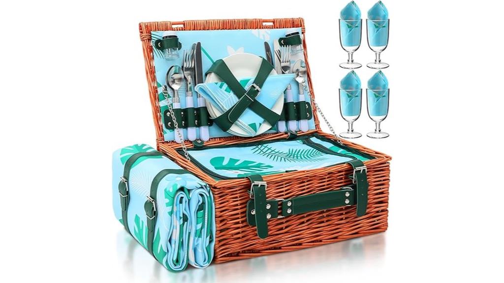 wicker picnic basket set