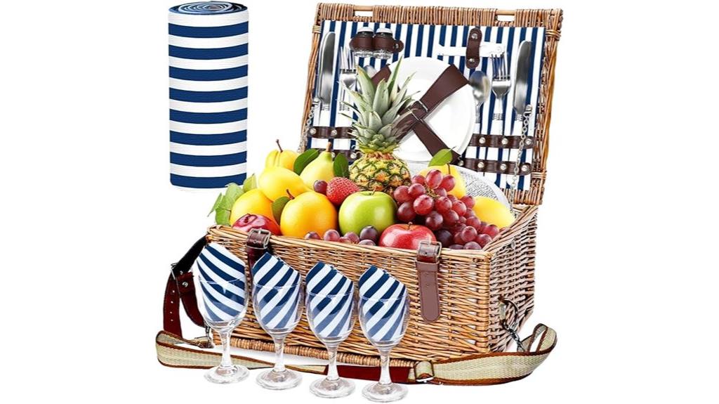 willow picnic basket for four