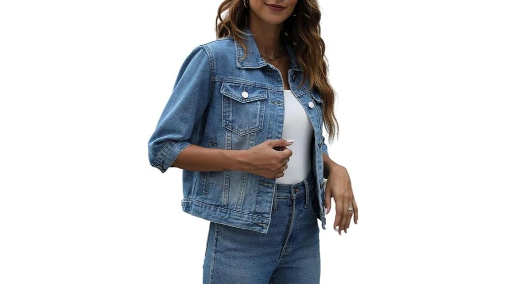 women s 3 4 sleeve denim jacket