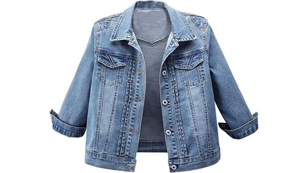 women s 3 4 sleeve denim jacket