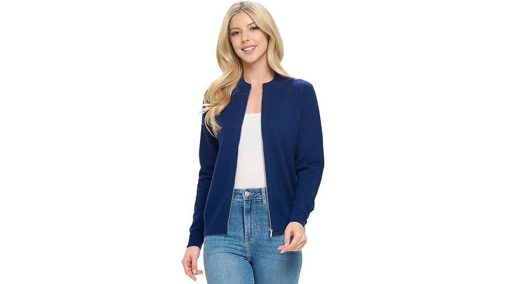women s cashmere zip cardigan