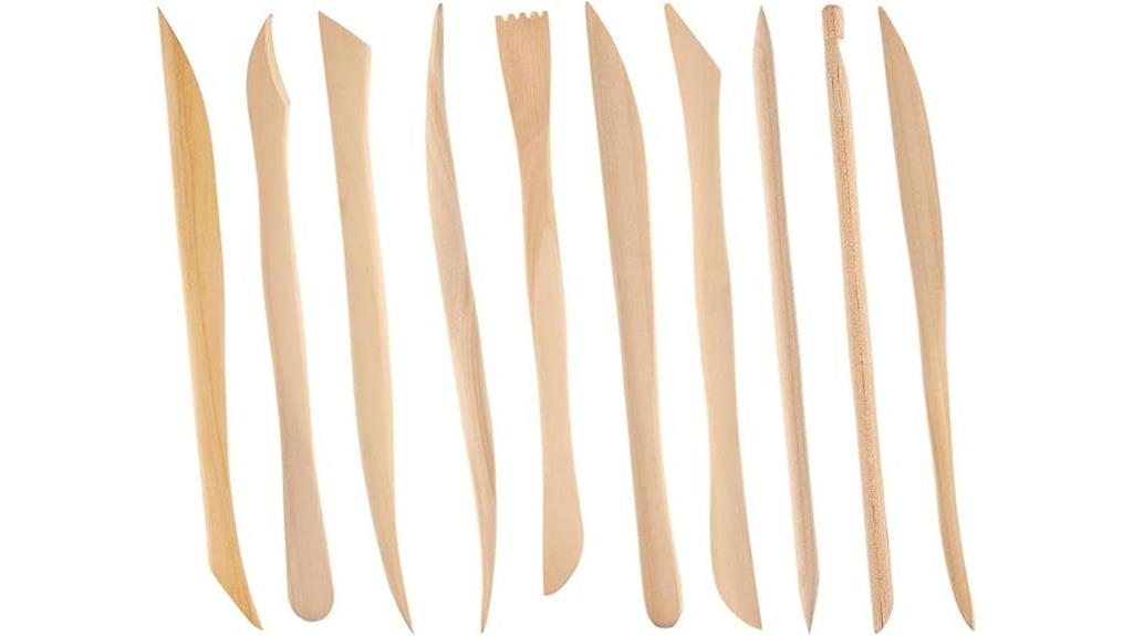 wooden clay sculpting tools