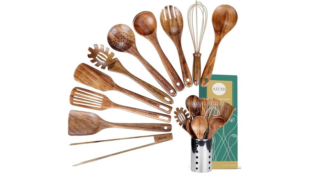 wooden kitchen utensil set
