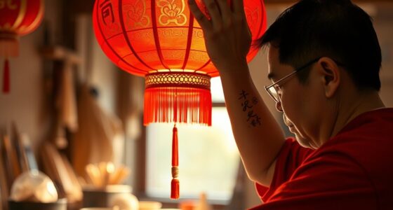 making traditional red lanterns