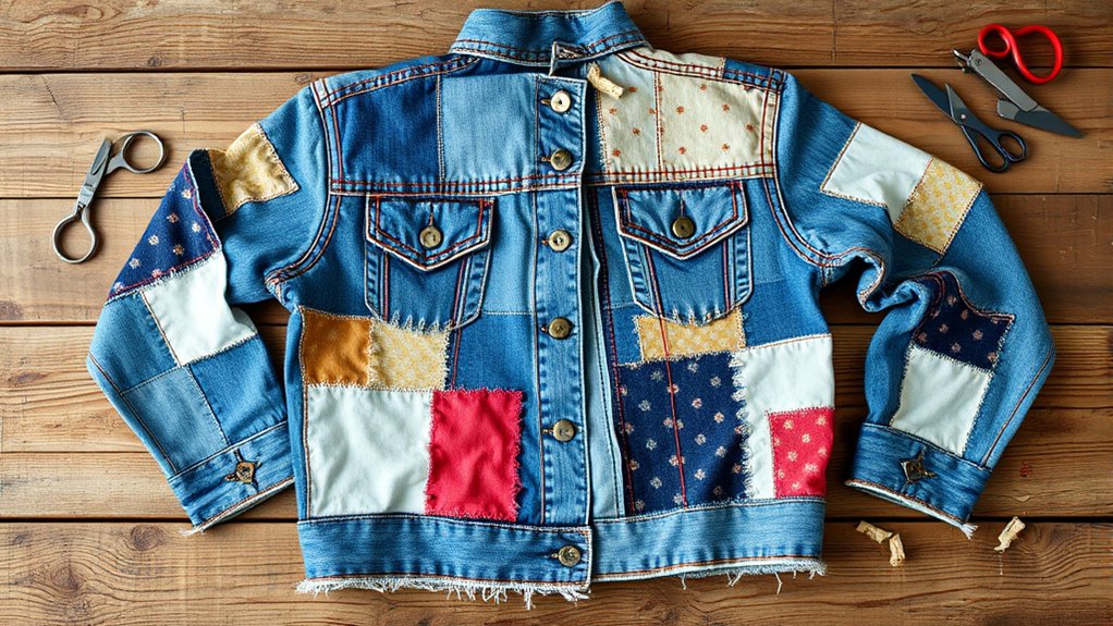 upcycled patchwork denim jacket