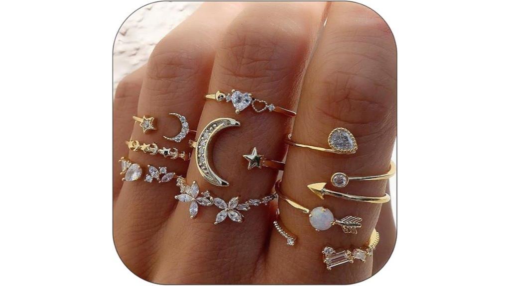 gold star moon rings