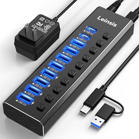 LEINSIS 10-Port USB 3.2/USB-C Hub with Power