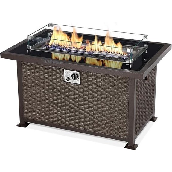 U-MAX 44in Gas Fire Pit Table with Glass Accessories