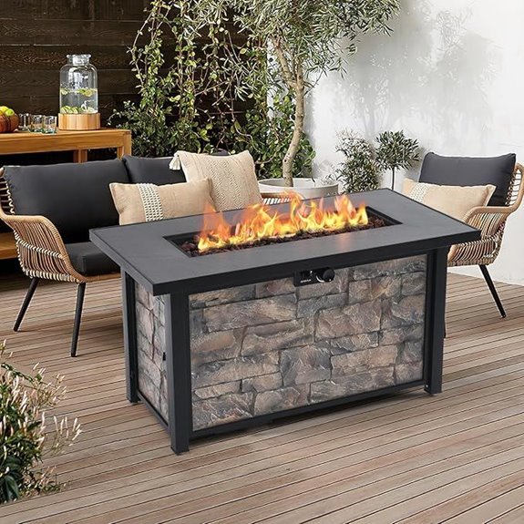 Propane Fire Pit Table with Lava Rock 48 Inches
