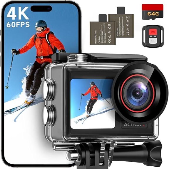 ODDV 4K Action Camera with LCD Waterproof WiFi