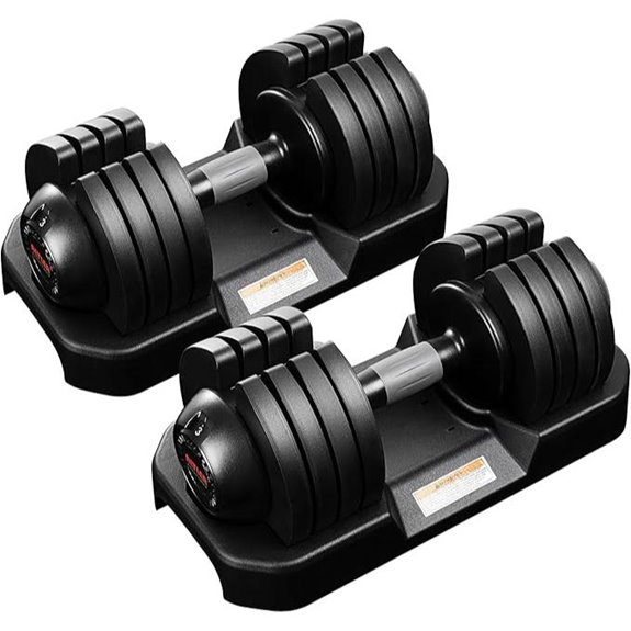 Adjustable Rubber Coated Dumbbells Set with Locking