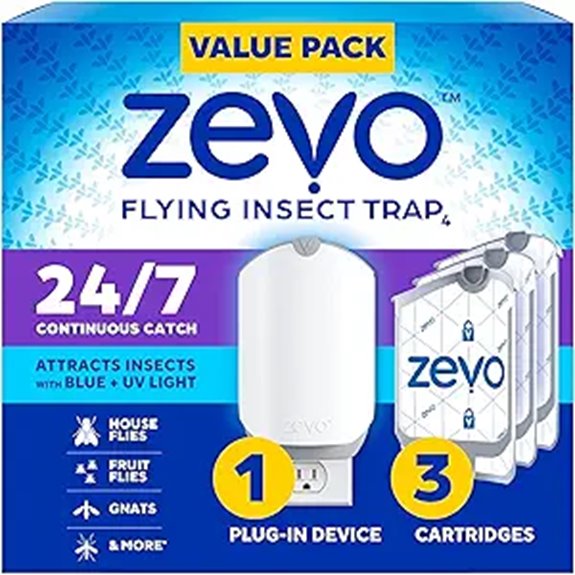 Zevo Insect Trap & Refill Cartridges (Blue UV Light)