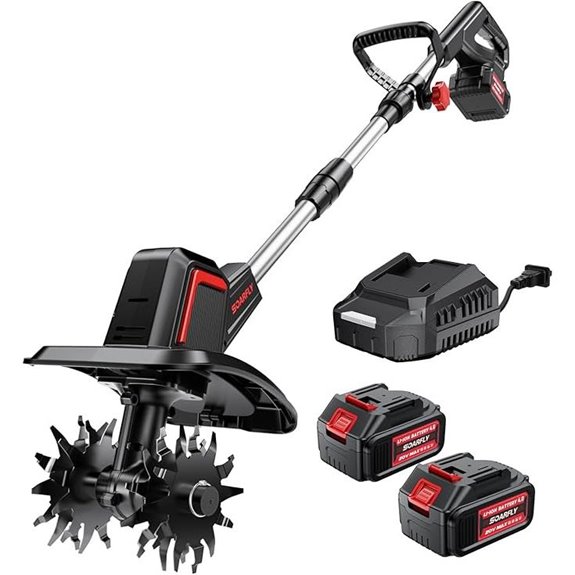 Cordless Electric Tiller with 8Ah Battery and Steel Tines