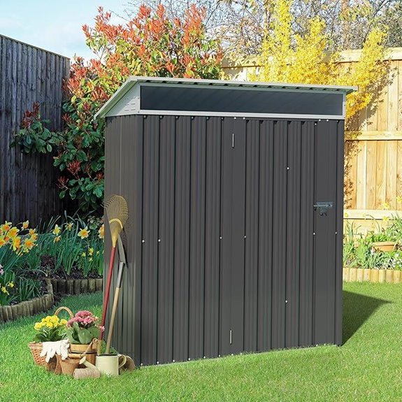 Vongrasig Metal Outdoor Storage Shed (Dark Gray)