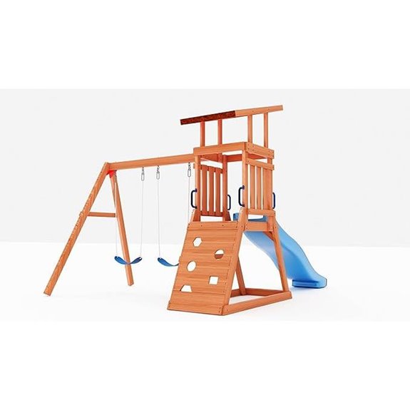 Dolphin Wooden Playground Set with Slide and Swings