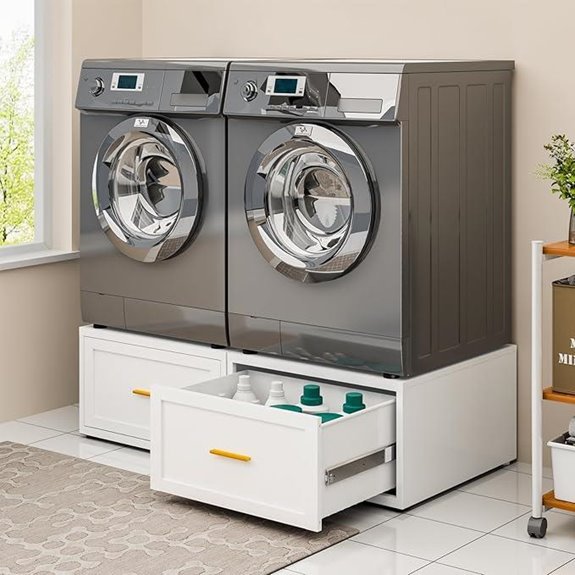 2 Pack Metal Washer Dryer Pedestals with Drawer