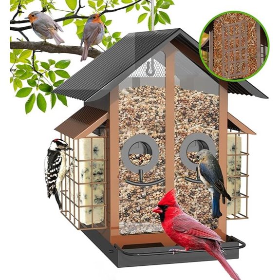 Metal Bird Feeder with Double Suet Cage