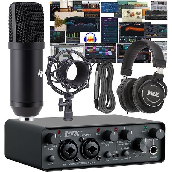 2x2 USB Audio Interface Recording Bundle
