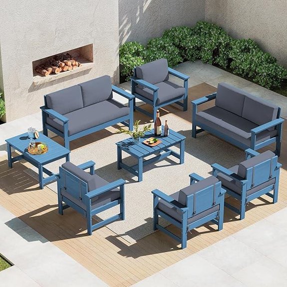SERWALL 8-Piece Outdoor Sofa Set with Cushions