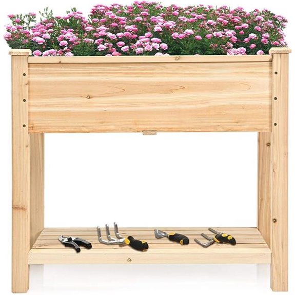 Raised Garden Bed with Storage Shelf and Legs