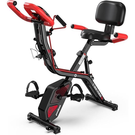 Pooboo Foldable Exercise Bike with Resistance & Support