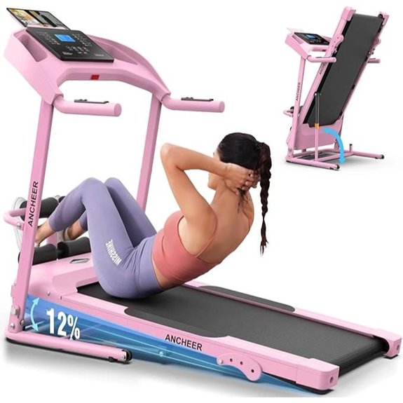 ANCREER Foldable Treadmill with Sit Up Bench