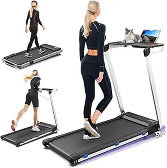 3-in-1 Foldable Treadmill with Desk and Incline