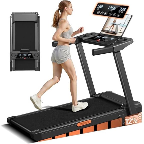 Foldable 16% Incline Treadmill with Handles