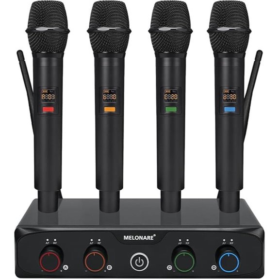 Wireless Microphone System with 4 UHF Handheld Mics