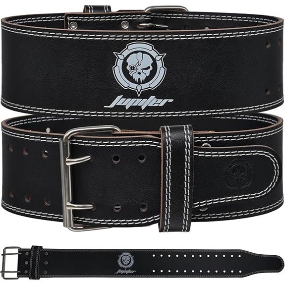 Weightlifting Belt Genuine Leather Double-Prong Buckle