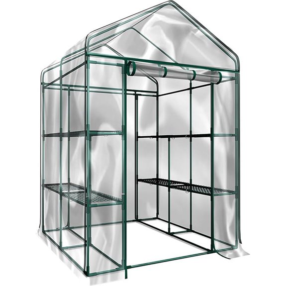 Walk-In Greenhouse with Shelves and Cover