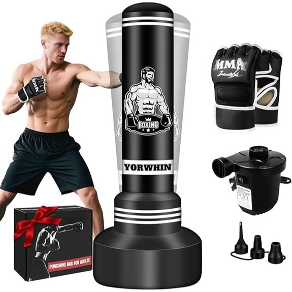 Heavy Punching Bag with Gloves and Pump