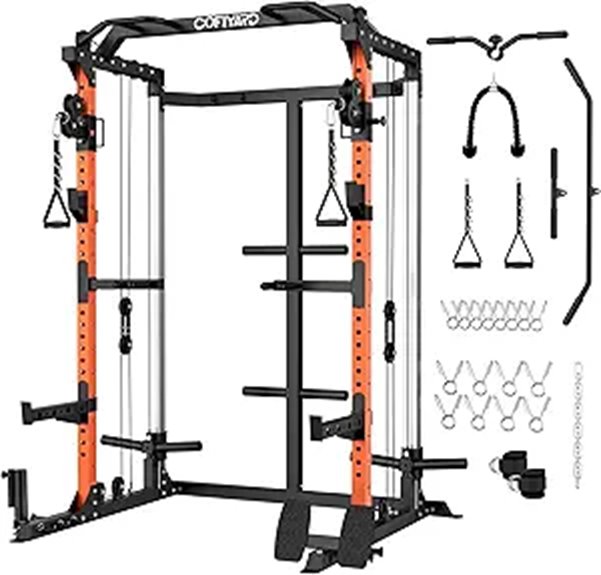 Power Cage with Dual Pulley System for Home Gym