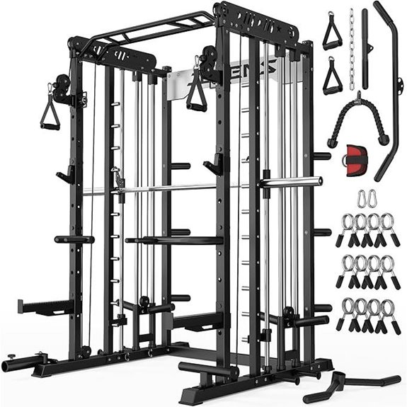 Smith Machine Home Gym with Crossover and Attachments