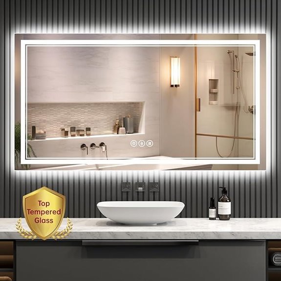 Lighted Bathroom Mirror with Anti-Fog & Dimmable LED