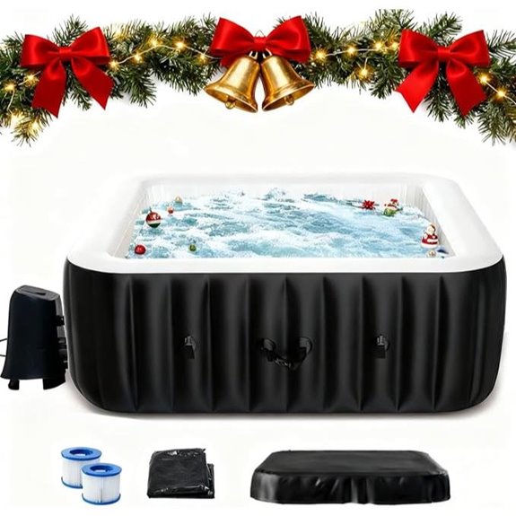 LILYPELLE Inflatable Hot Tub with Bubble Jets and Cover