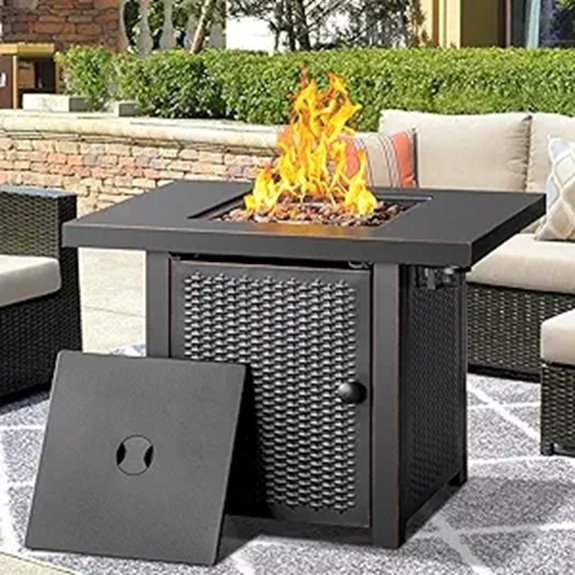 32-Inch Propane Fire Pit Table with Drink Holders