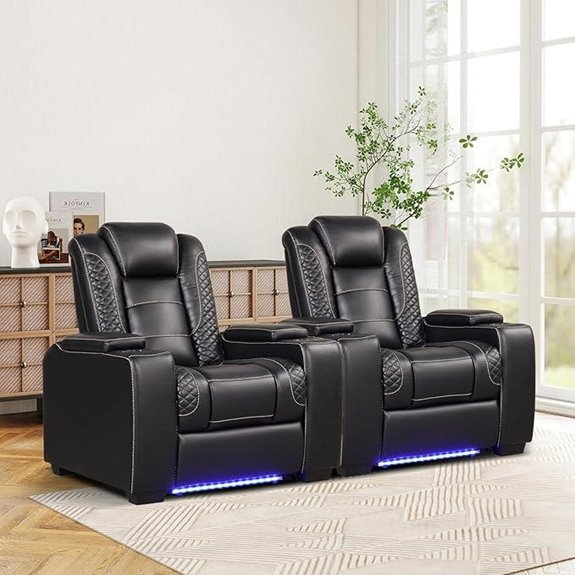 ANJ Power Leather Recliner Set with LED & USB