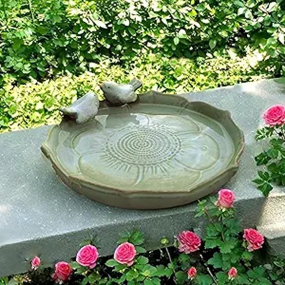 Ceramic Bird Bath for Outdoors and Garden