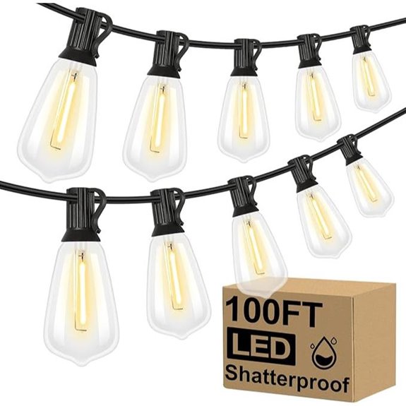 Brightever 100FT Outdoor String Lights with Edison Bulbs