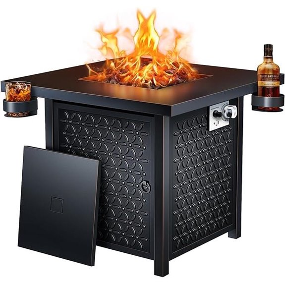 Ciays 32 Outdoor Gas Fire Pit with Lava Rock