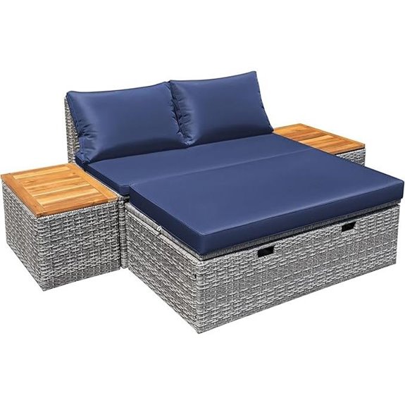 Devoko Patio Outdoor Daybed Set with Side Tables