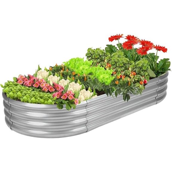 Oval Galvanized Garden Bed for Vegetables and Flowers
