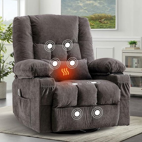 BOSMILLER Oversized Recliner with Massage & Heating